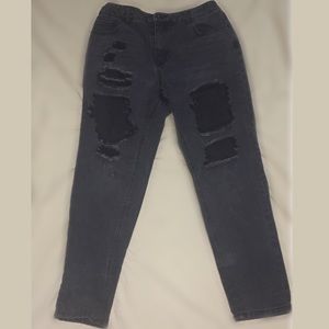 Black Ripped Mom Jeans